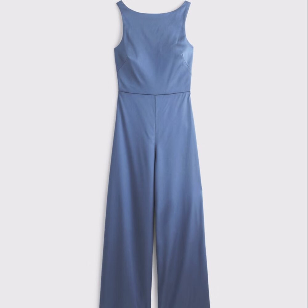 Abercrombie Slash Clasp-Back Jumpsuit Blue